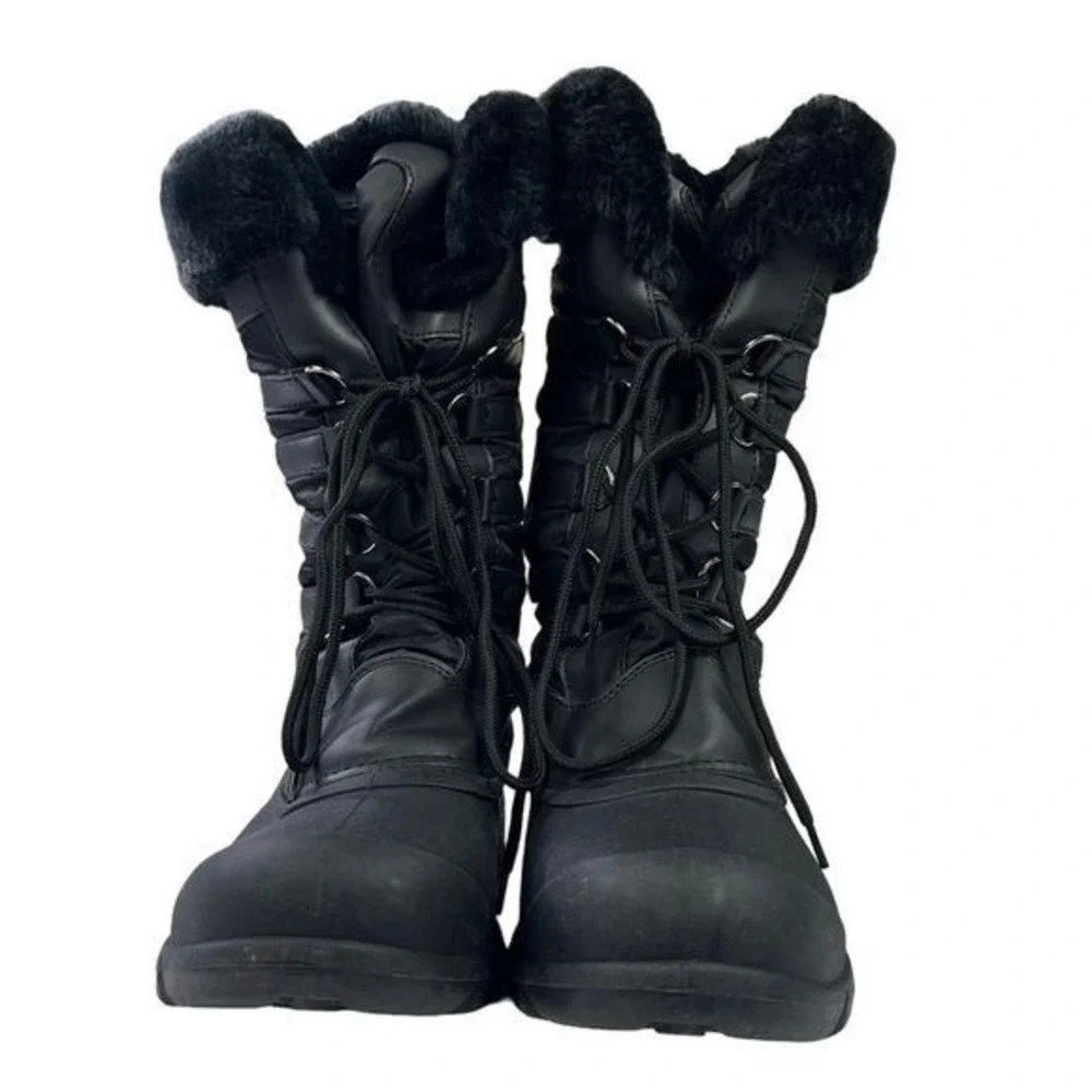 Dream Pairs Tapanz-1‎ Winter Boots Black Thinsulate Faux Fur Snow Hiking Women 8